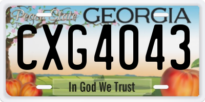 GA license plate CXG4043