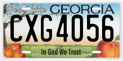 GA license plate CXG4056