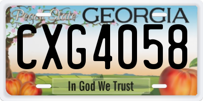 GA license plate CXG4058