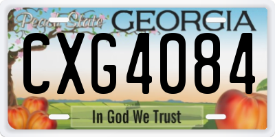 GA license plate CXG4084