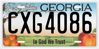 GA license plate CXG4086