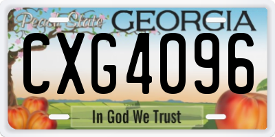 GA license plate CXG4096