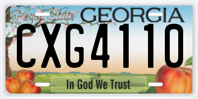GA license plate CXG4110