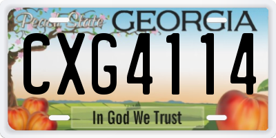 GA license plate CXG4114