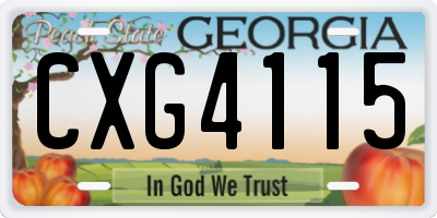 GA license plate CXG4115