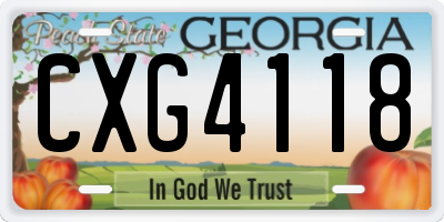 GA license plate CXG4118