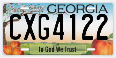GA license plate CXG4122