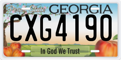 GA license plate CXG4190