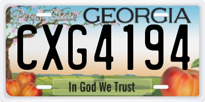GA license plate CXG4194