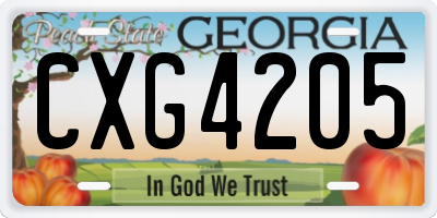 GA license plate CXG4205