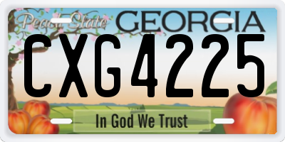 GA license plate CXG4225