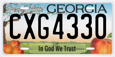 GA license plate CXG4330