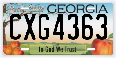 GA license plate CXG4363