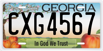 GA license plate CXG4567