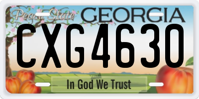 GA license plate CXG4630
