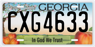 GA license plate CXG4633