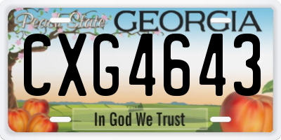 GA license plate CXG4643