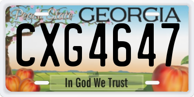 GA license plate CXG4647