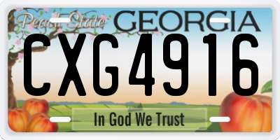 GA license plate CXG4916