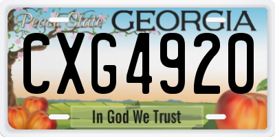 GA license plate CXG4920