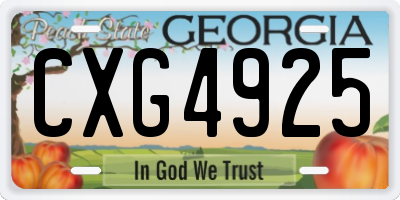 GA license plate CXG4925