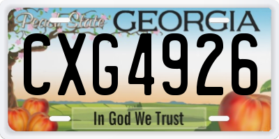 GA license plate CXG4926
