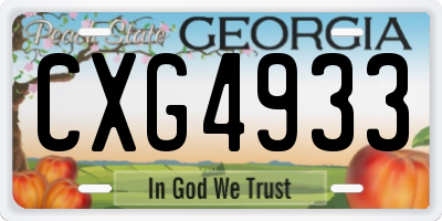 GA license plate CXG4933