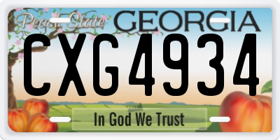GA license plate CXG4934