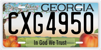 GA license plate CXG4950