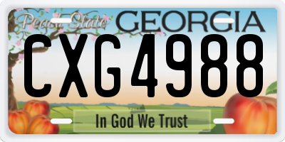 GA license plate CXG4988