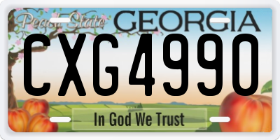 GA license plate CXG4990