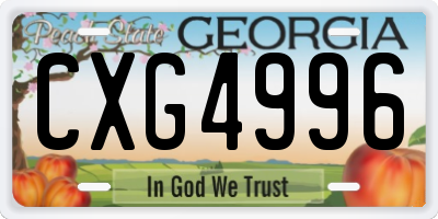 GA license plate CXG4996