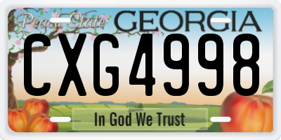 GA license plate CXG4998