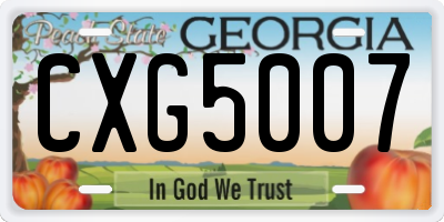 GA license plate CXG5007