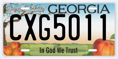 GA license plate CXG5011