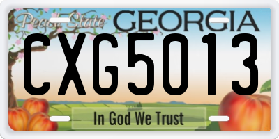 GA license plate CXG5013