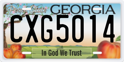 GA license plate CXG5014