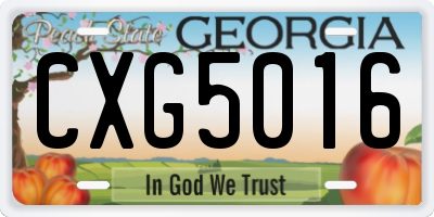 GA license plate CXG5016