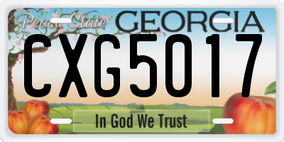 GA license plate CXG5017