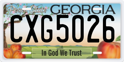 GA license plate CXG5026