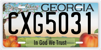GA license plate CXG5031