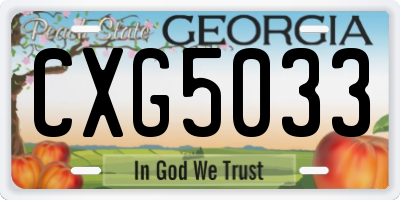 GA license plate CXG5033