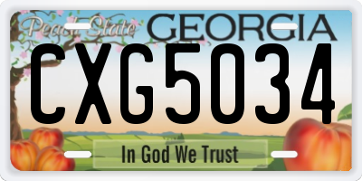 GA license plate CXG5034