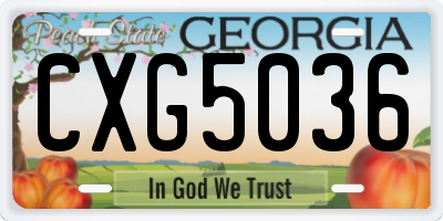 GA license plate CXG5036