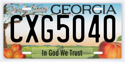 GA license plate CXG5040