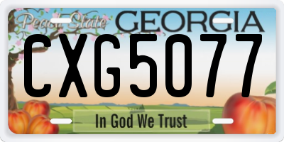 GA license plate CXG5077