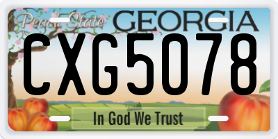 GA license plate CXG5078