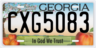 GA license plate CXG5083