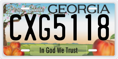 GA license plate CXG5118
