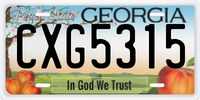 GA license plate CXG5315